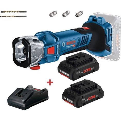 Bosch GCU 18V-30 18V Cordless Drywall Cutout Tool GCU18V30 1/8"" Bit + 2x 4ah Bat (1/5)