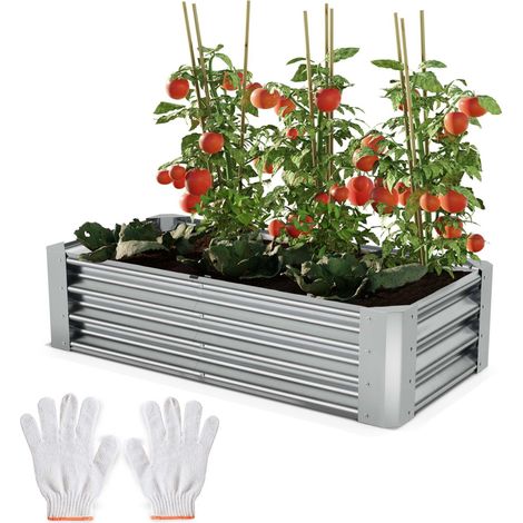 Carré Potager de Jardin surélevé en acier argenté 30x60x120cm S pour balcon ou jardin (1/5)
