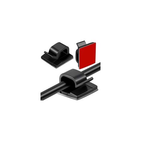 Lot de 50 attaches de câbles noires adhésives, fixation murale sans perçage.