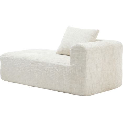 Canapé Chaise Longue Confortable Chenille Beige 37 x 37 x 112 cm ZIPSOFA Canapé (1/5)