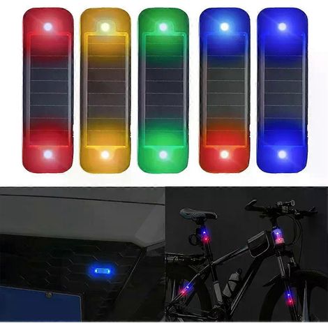 Mini feu LED pour voiture, anticollision arrière, alimentation solaire, stroboscope LED, lampe antivol clignotante, éclairage décoratif pour motos, 12 V (1/5)