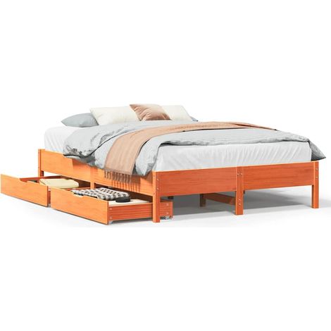 Maison Exclusive - Cadre de lit sans matelas cire marron 140x190cm bois pin massif