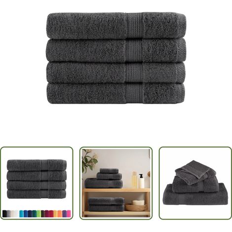 vidaXL Baumwolltuch - Premium Saunatücher SOLUND 4 Stk. Anthrazit 80x200 cm 600 g/m² (1/5)