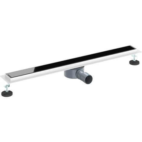 Desagüe de ducha con tapa de vidrio y sifón 360° Negro 80 cm vidaXL