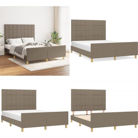 Bettgestell ohne Matratze Taupe 140x190 cm Stoff - Bettsofa - Doppelbett - Lattenrost - Boxspringbetten - Kopfstütze - Home & Living (1/5)