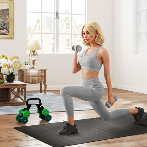Ensemble d’haltères avec support de rangement, ensemble de 6 haltères pour l’entraînement physique, 2 x 5kg, 2 x 4kg, 2 x 3kg (1/4)
