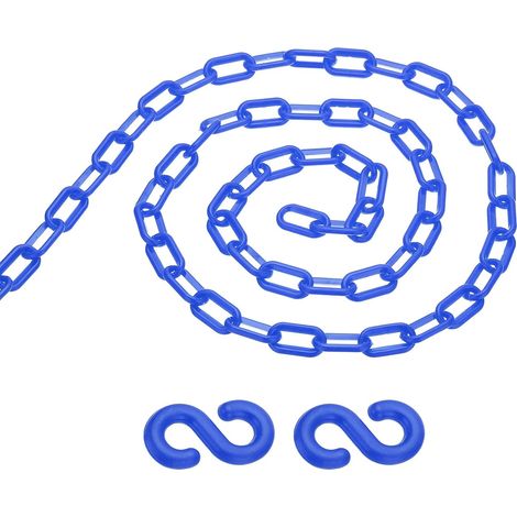 13Pieds Chaîne de Barrière en Plastique, Chaîne de Sécurité avec 2 Crochets en S pour le Contrôle de la Foule au Niveau de l'Allée, de l'Ascenseur et du Parking, Bleu (1/5)