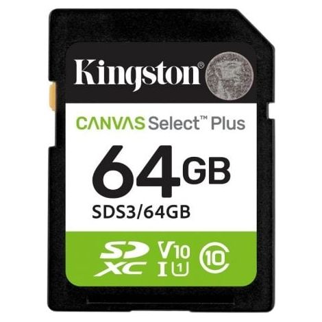 Kingston Technology 64 GB SDXC Canvas Select Plus Gen3 100 MB/s C10 UHS-I U1 V10