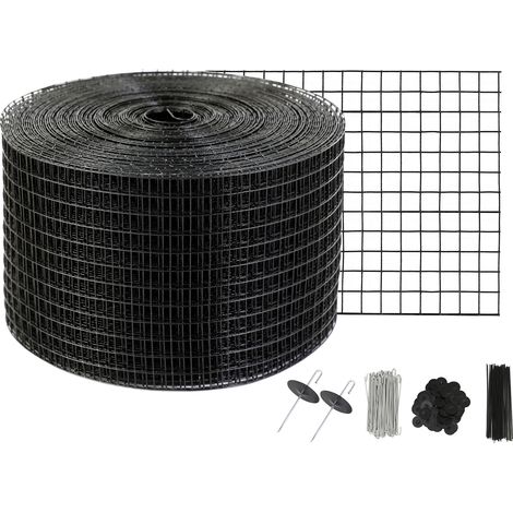 VEVOR Rouleau Grille Protection Panneaux Solaires 20,3 cm x 30,5 m Kit Treillis Anti-Oiseau 70 Attaches Inox Revetement en PVC Antirouille Maille Metallique 12,7 mm pour Empercher Creatures Ecureuils