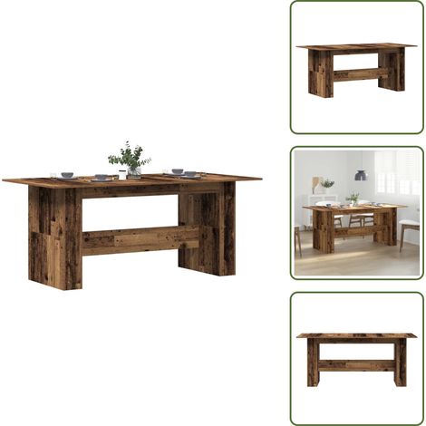vidaXL Table à manger vieux bois 180x90x76 cm bois d'ingénierie (1/5)