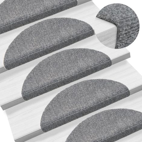 10 pcs Tapis autoadhésifs de marches, Tapis d'escalier, Marchettes D'escalier Gris clair 56x17x3 cm MKS83513 (1/5)