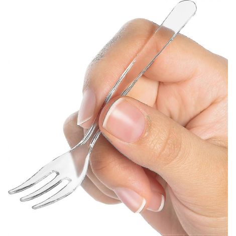 Mini fourchettes de dégustation - 500 mini fourchettes transparentes en plastique pour desserts aux fruits et aux produits glacés, idéal comme cadeau de fête (Mini fourchettes) (1/5)
