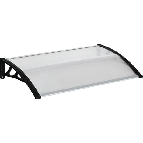 Pensilina Tettoia 110x60x23 cm in Policarbonato e Alluminio Trasparente (1/5)