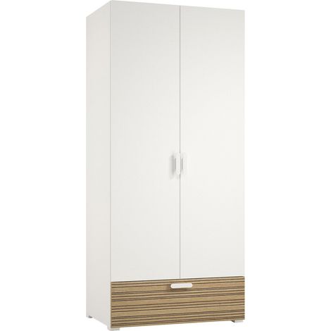 Guardaroba 2 Ante Centaurea, Armadio Camera da Letto Appendiabiti, 2 Ripiani Made in Italy, 52.00x180.00h cm Bianco Rovere Rigato