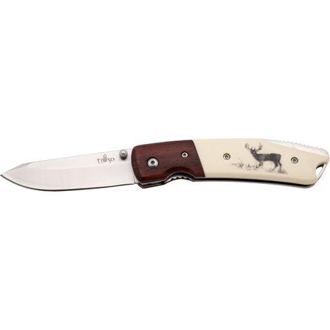 ABS-Messer Third 10020C, mango mit Hirschdekoration, 9,5 cm Klinge aus Edelstahl.