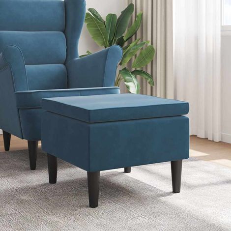 vidaXL Taburete con patas de madera terciopelo azul (1/5)