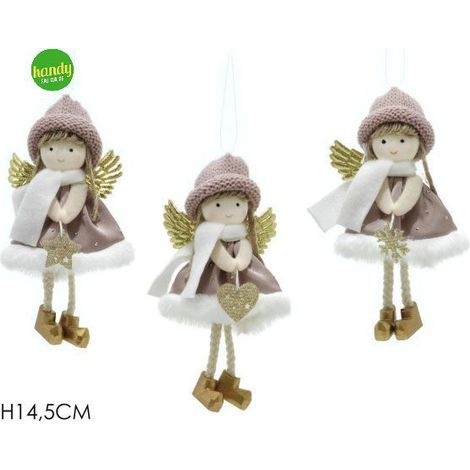 Pendaglio Angelo Handy rosa con Strass H 14,5cm Modelli Assortiti