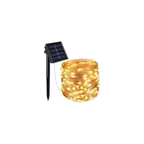 100 LED-Solar-Lichterkette aus Kupfer, warmweiß, 11,9 m, 8 Modi, für Garten und Terrasse (1/5)