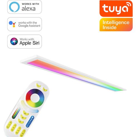 RGB+CCT LED Panel 120x15cm inkl. MiBoxer Smarthomesteuerung 24W 24V Rahmen weiß - Panelmontage: Ohne Montagezubehör (1/5)