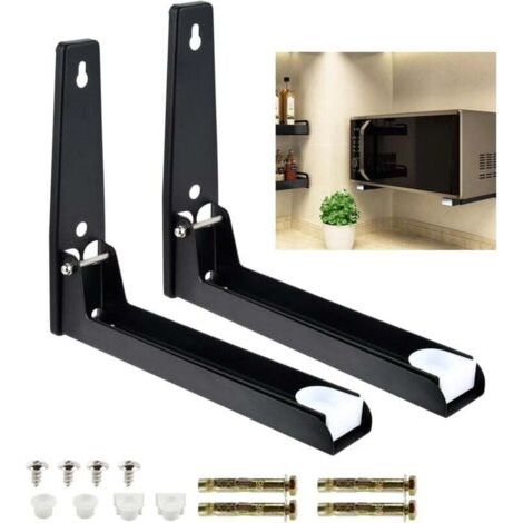 Pair 2-teiliges Mikrowellen-Halterungsset, Mikrowellenhalterungen aus Edelstahl, Wandregal für Mikrowelle, Wandhalterung für Mikrowelle, universelle Mikrowellenhalterung