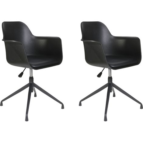Lot de 2 Chaises de Bureau - HOME DECO FACTORY - Chicago - Pivotantes - Noires (1/5)