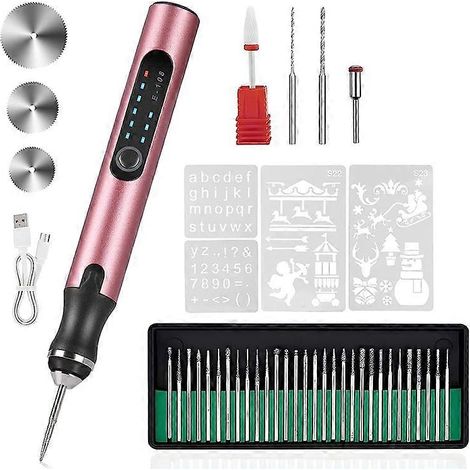 Stylo graveur électrique avec 37 embouts, pour la gravure sur bois, verre et pierre. (1/5)