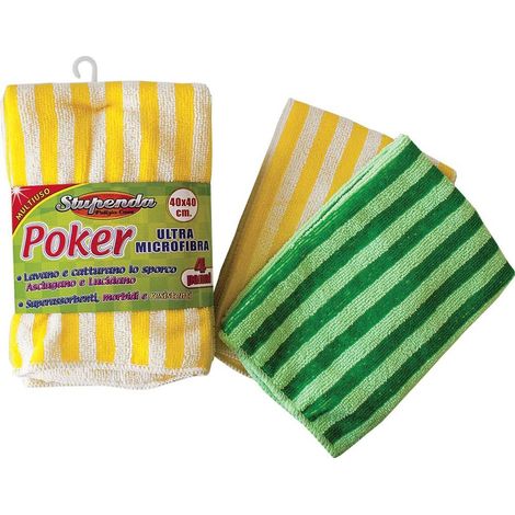 Panni Poker multiuso in microfibra 40x40cm 4 pezzi