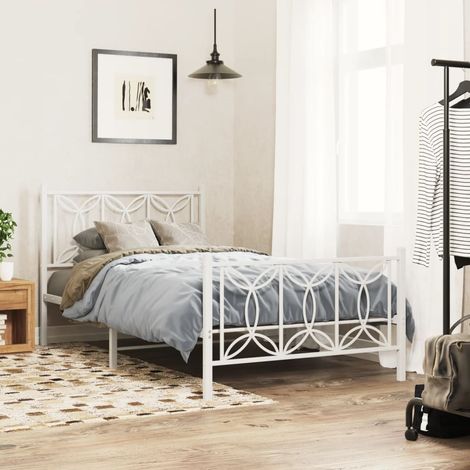 Struttura letto in metallo con testiera/piediera bianca 100x200cm (1/5)