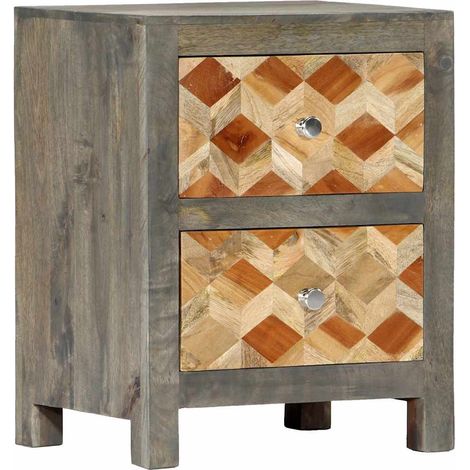 Mesita de noche madera maciza de mango gris 40x30x50 cm vidaXL (1/5)