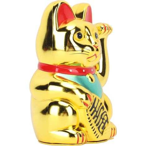 Glückskätzchen mit beweglichem Arm, 18 cm, aus Kunststoff batteriebetriebene goldene Glückskatze Dekoration für Zuhause, Hotel, Büro Einzugsgeschenk (1/5)
