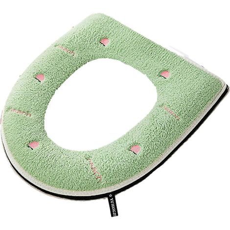 Tapis de siège de toilette épais, universel et imperméable avec fermeture éclair, housse de coussin de siège de toilette (vert) (1/5)