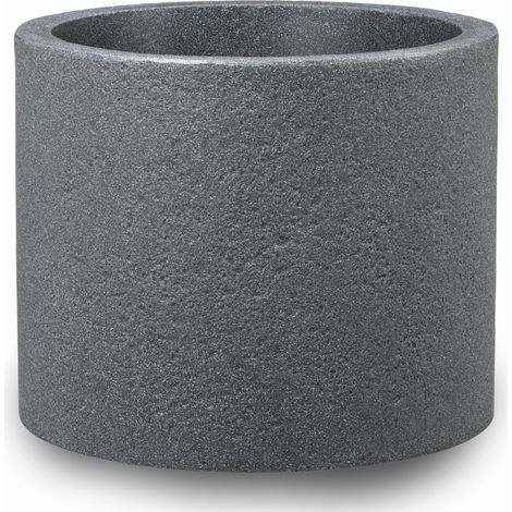 Scheurich Panzano 50, Pflanzgefäß/Blumentopf/Pflanzkübel, rund,  aus Kunststoff Farbe: Schwarz-Granit, 48 cm Durchmesser, 40,3 cm hoch, 68 l Vol.