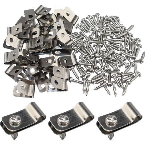 Ccykxa – Pinces de fixation pour clôture en acier inoxydable – 100 pièces avec vis – Résistantes à la rouille – Pour poteaux en bois, métal ou vinyle (1/5)