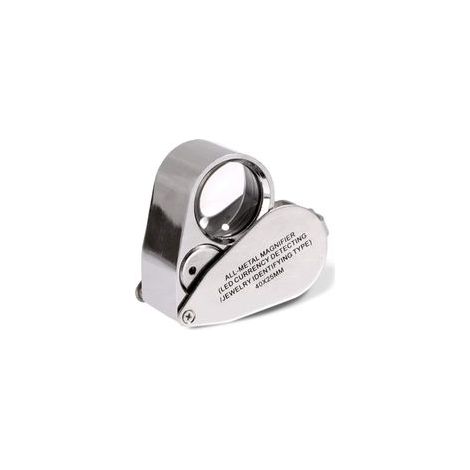 Loupe de bijoutier 40x – Loupe pliante avec double LED – Verre optique 25 mm – Pour détection de contrefaçons et objets précieux (1/5)