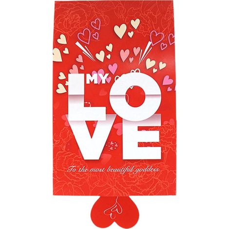 Enveloppe Pour Argent - Enveloppe Rouge Tirée Avec 10 Fentes Pour Cartes - Pour Fête Des Amoureux Anniversaire Cadeau En Argent - Lot De 1 (1/5)