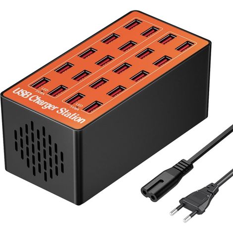 Caricatore USB Multiplo 20 Porte 80W Stazione Ricarica Multiporta Caricabatterie