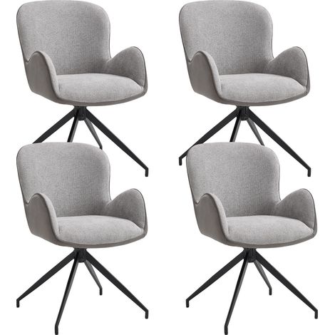 Wahson Set di 4 Sedie da Pranzo in Tessuto, Sedia Cucina Girevole a 360° Poltroncina Moderna da Pranzo con Gambe in Metallo per Sala da Pranzo, Grigio (1/5)