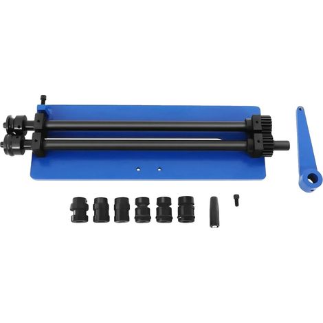 Máquina dobladora de tubos redondos, funcionamiento manual, construcción de acero resistente, luz azul, enchufe europeo. (1/2)