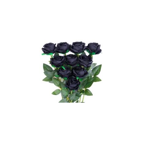 Bouquet de 10 Roses Artificielles en Soie Noire - Roses Fausses Élégantes, Décoration Gothique ou Moderne pour Salon et Bureau (1/5)