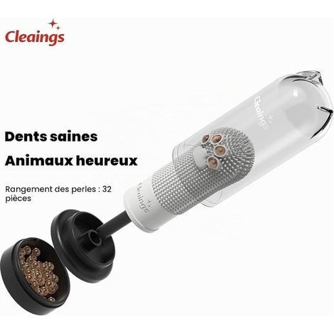 Brosse a Dents Chien Saveur Poulet avec Perles Dentifrice, Brosses à Doigt Silicone pour Chat, Anti Tartre, Plaque Dentaire et Mauvaise Haleine (1/4)