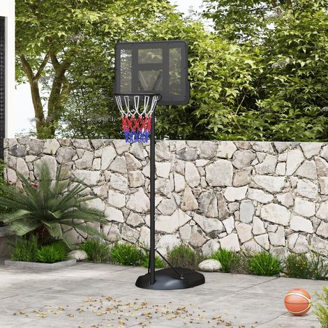 Outdoor-Basketballkorb mit verstellbarer Höhe (216–277 cm), Rollen und nachfüllbarem Sockel, Schwarz