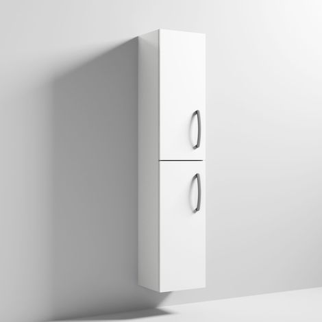 Nuie Athena Wall Hung 2-Door Tall Unit 300mm Wide - Gloss White (1/5)