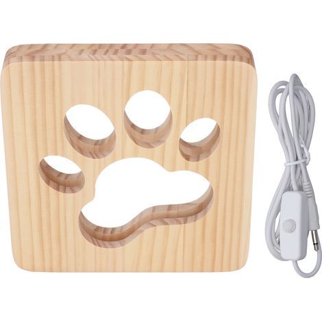 3D-Nachtlicht aus Holz mit Katzenpfoten-Design – Sanfte und tragbare Beleuchtung fürs Schlafzimmer – USB-Anschluss (1/5)