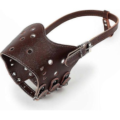Antibell-Maulkorb aus Leder für Hunde, Größe S/M/L, für kleine, mittlere und große Hunde, atmungsaktives Maulkorbgeschirr, komfortabel und langlebig. (1/5)