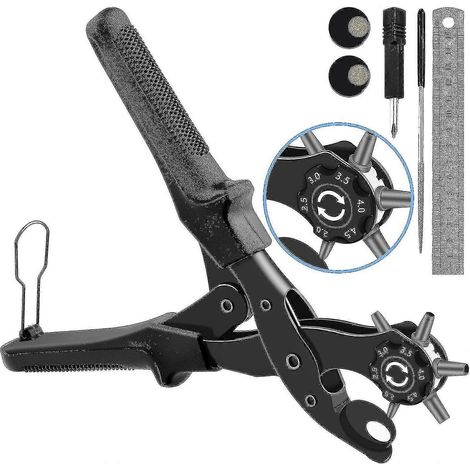 Perforatrice pour cuir, [Version améliorée][Ensemble complet parfait] Perforatrice pour ceinture, Pince rotative robuste (1/5)