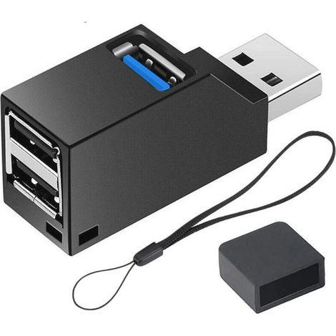 Concentrador USB 3.0 con 3 puertos: base USB, concentrador de datos, divisor USB, adaptador USB para PC y dispositivos compatibles. (1/5)