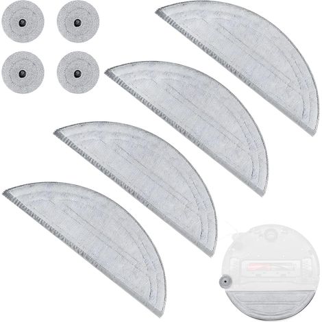 Lot de 4 serpillères de rechange pour robot Roborock Saros 10, accessoires de rechange réutilisables (4 lingettes et 4 serpillères de bord) (1/5)