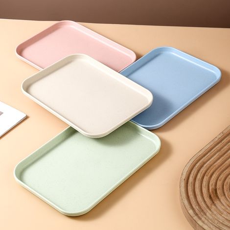 Plateau rectangulaire en plastique 4 couleurs pour café, restauration rapide, service traiteur, vaisselle pour boissons, service rapide (1/5)