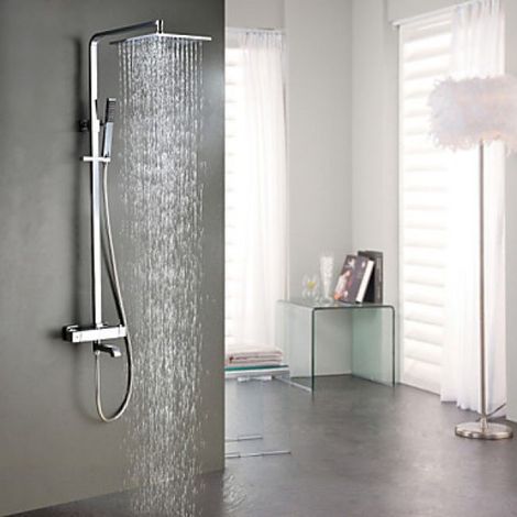 Robinet de douche et baignoire thermostatique avec tête de douche en acier inoxydable (1/4)