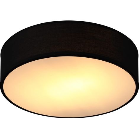 Monzana Deckenlampe Stoff 38 cm Rund 2 flammig E27 Deckenleuchte Stoffdeckenleuchte Stoffdeckenlampe Schlafzimmer Wohnzimmer Grau Schwarz Taupe Weiß schwarz